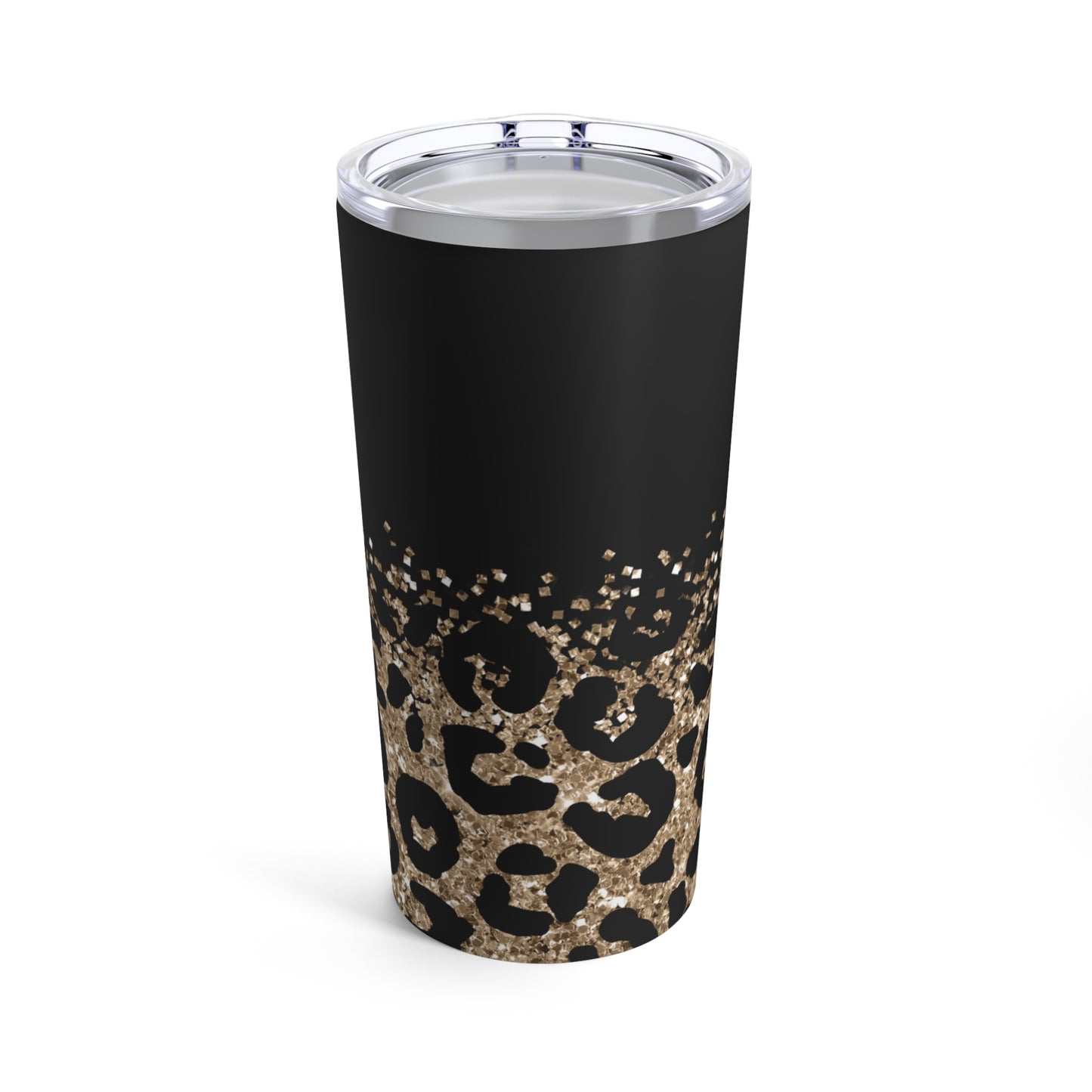 Black Gold Leopard Skinny Steel Tumbler with Straw, 20oz