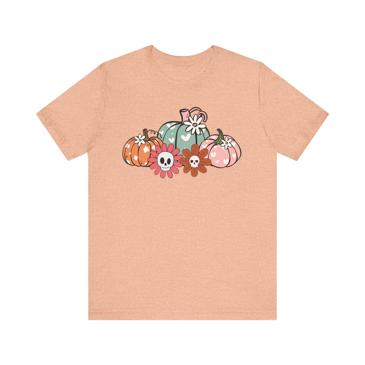 Pumpkins and Skull Flowers T-Shirt