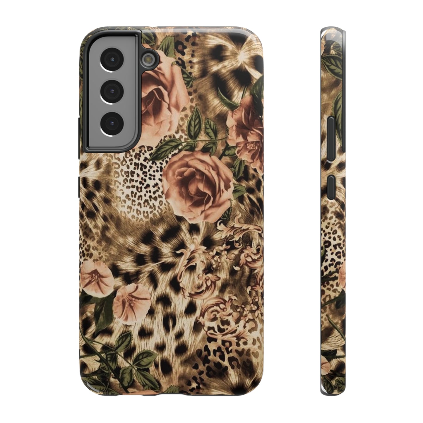 Leopard Rose Print Impact-Resistant Cases