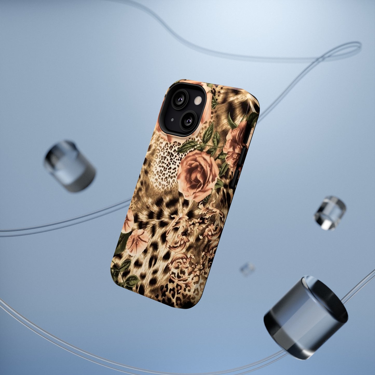 Leopard Rose Print Impact-Resistant Cases