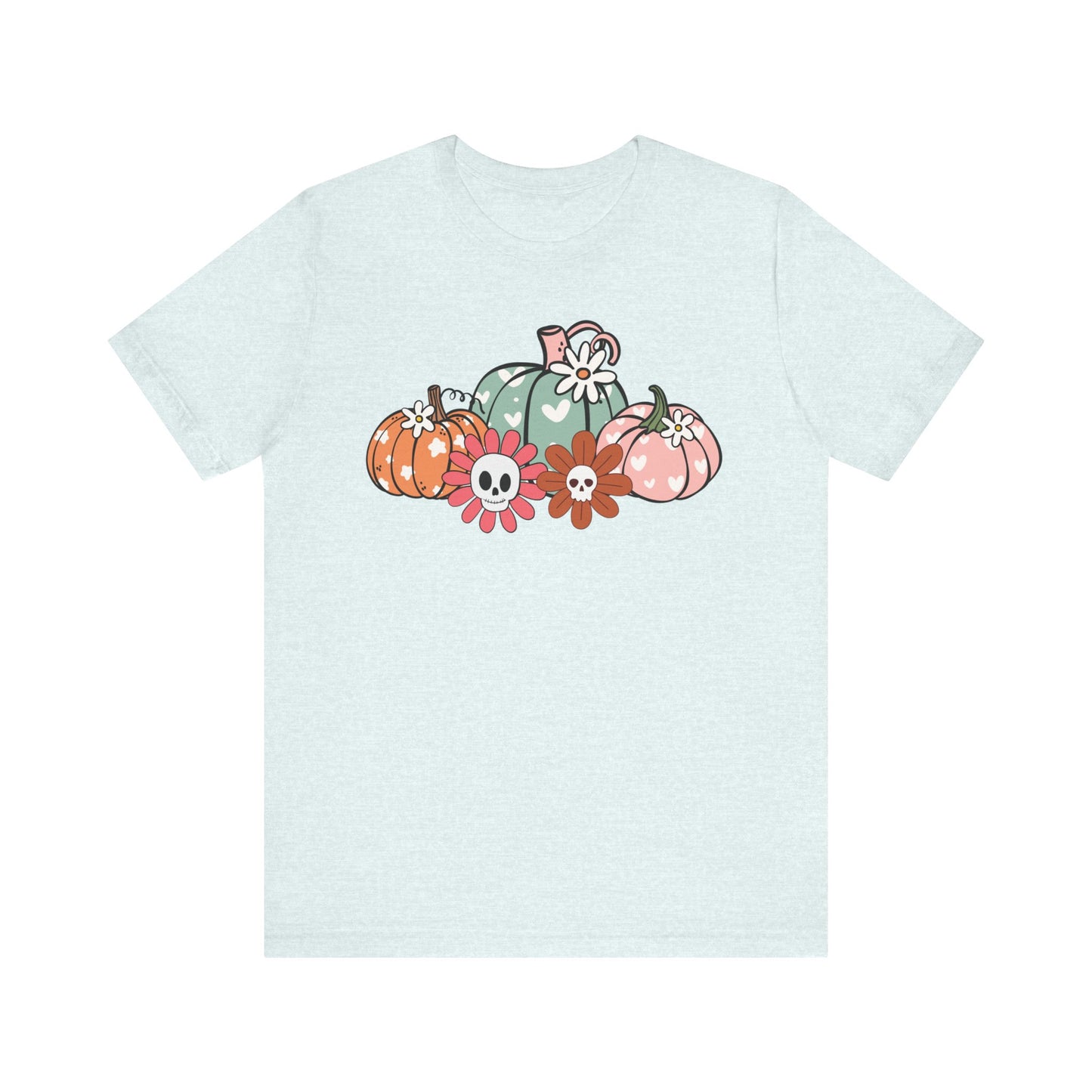 Pumpkins and Skull Flowers T-Shirt