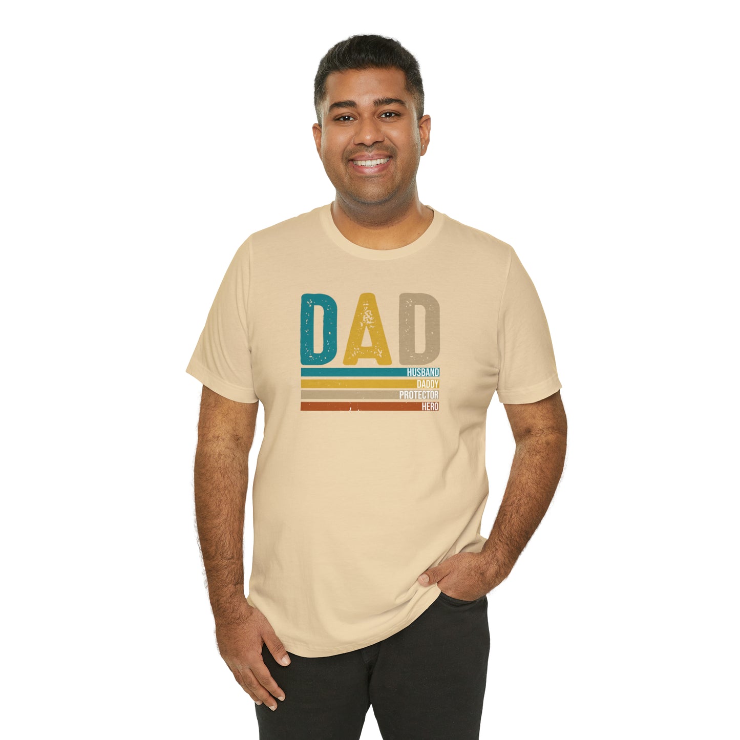 Dad, Husband, Daddy, Protector, Hero Print Jersey Short Sleeve Tee