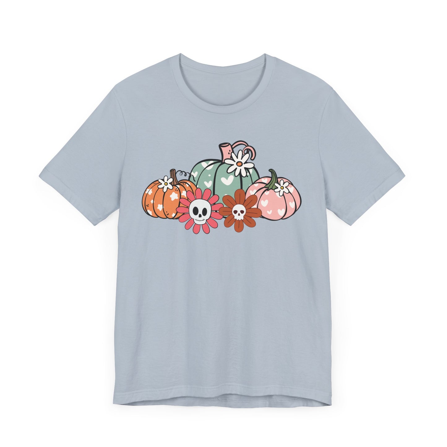 Pumpkins and Skull Flowers T-Shirt