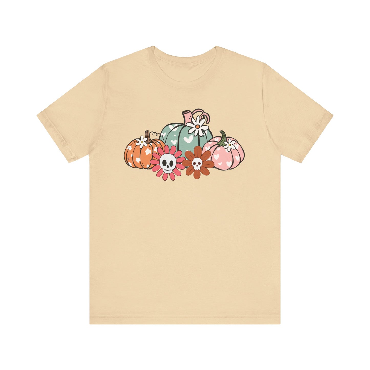 Pumpkins and Skull Flowers T-Shirt