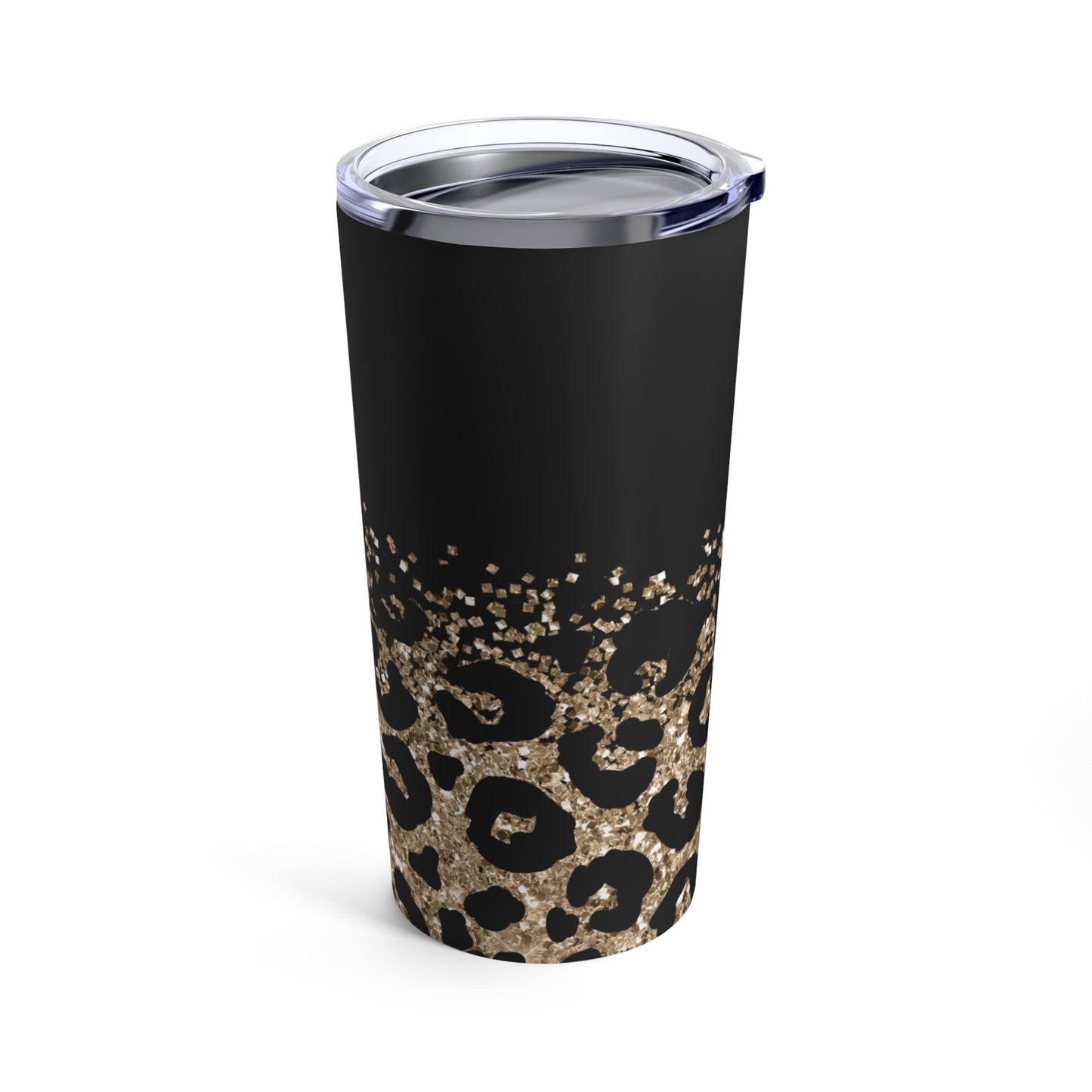 Black Gold Leopard Skinny Steel Tumbler with Straw, 20oz