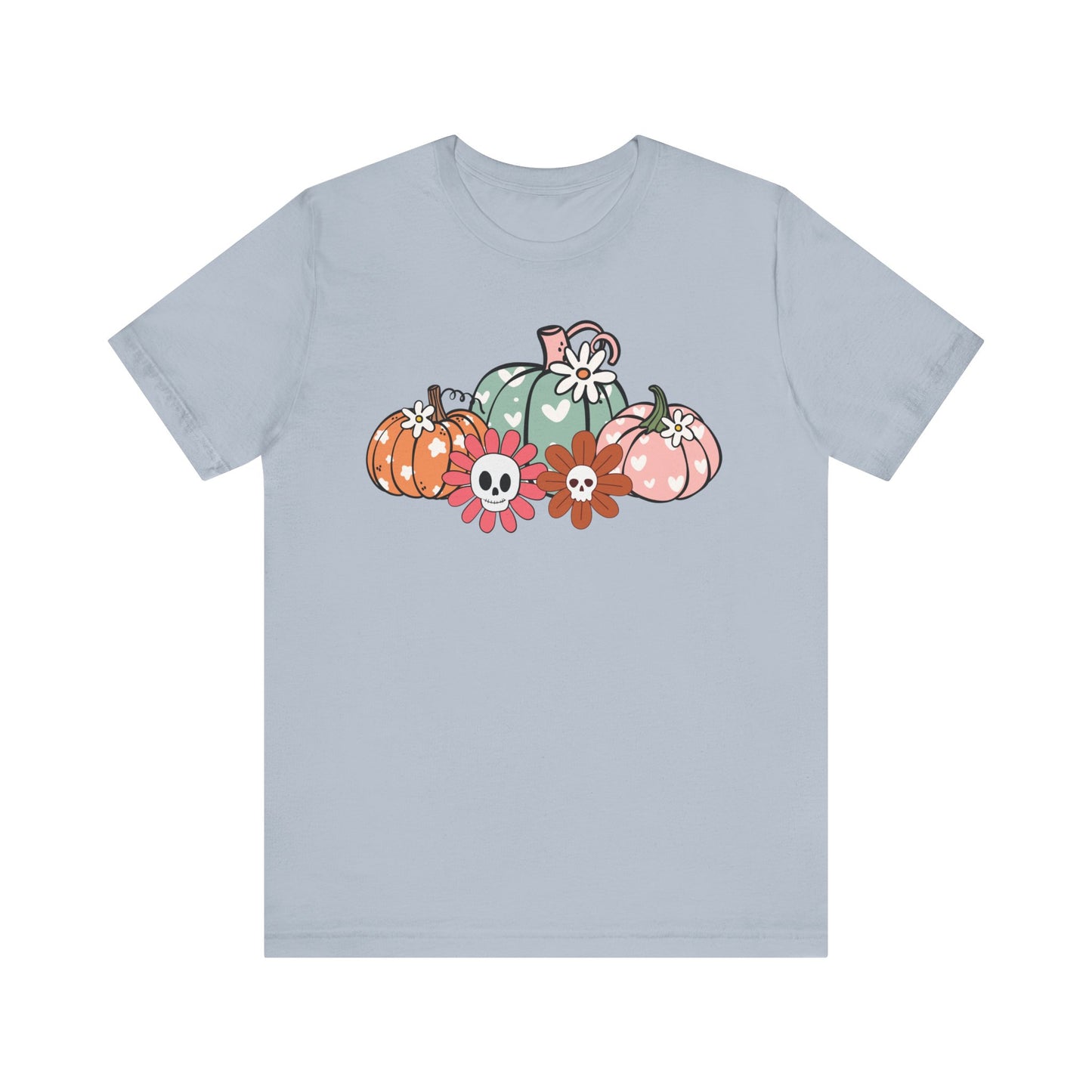 Pumpkins and Skull Flowers T-Shirt