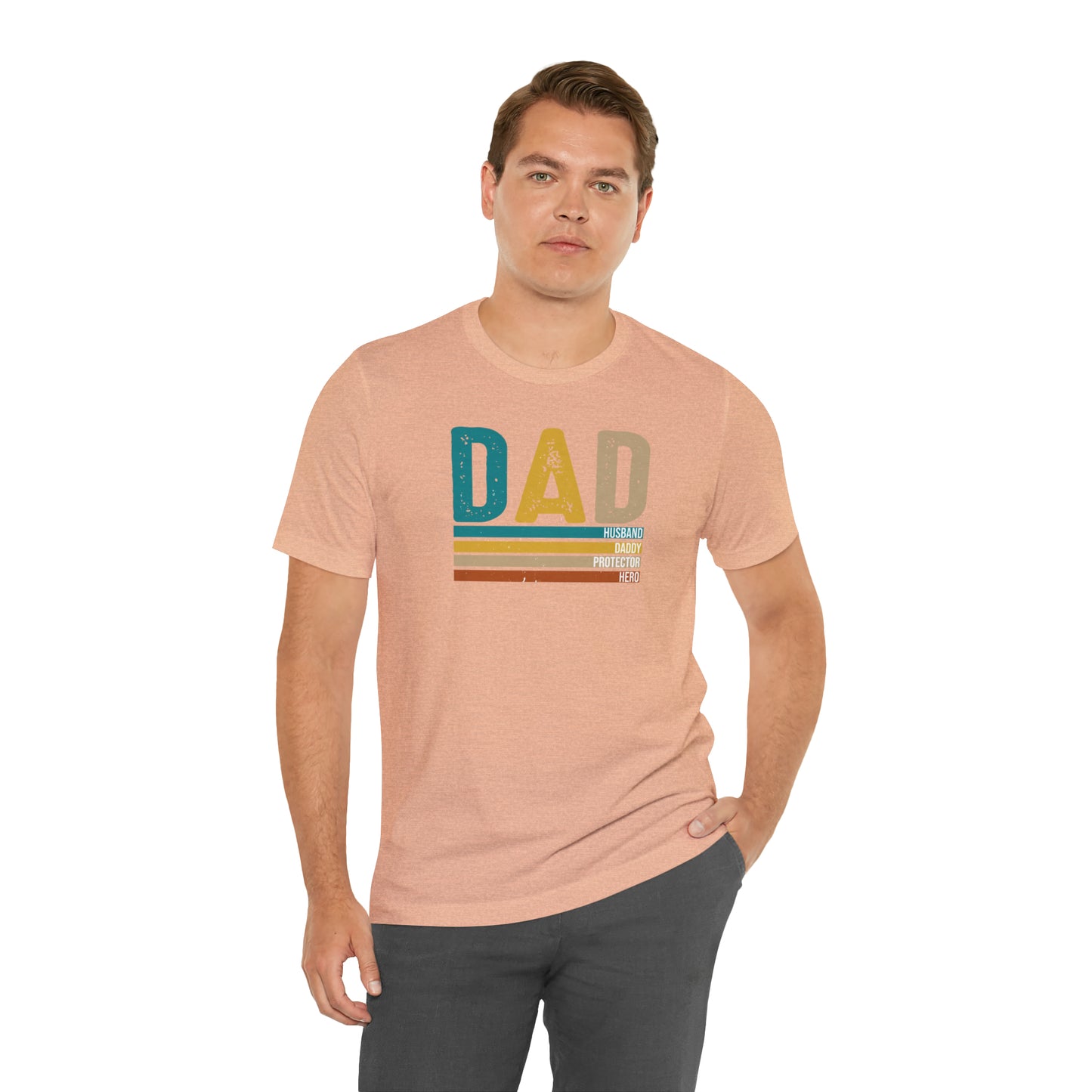 Dad, Husband, Daddy, Protector, Hero Print Jersey Short Sleeve Tee