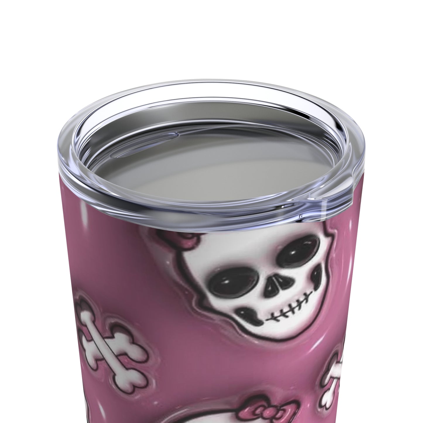 Pink Skull Print, Skinny Steel Tumbler with Straw, 20oz