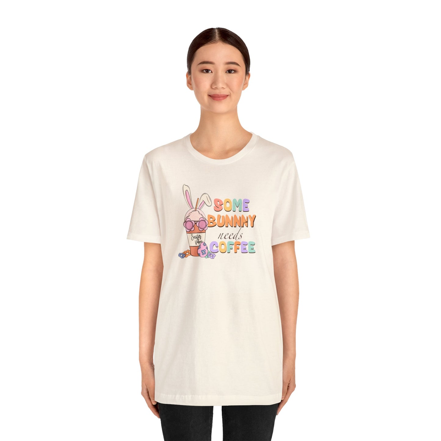Some Bunny Needs Coffee Print Jersey Short Sleeve Tee