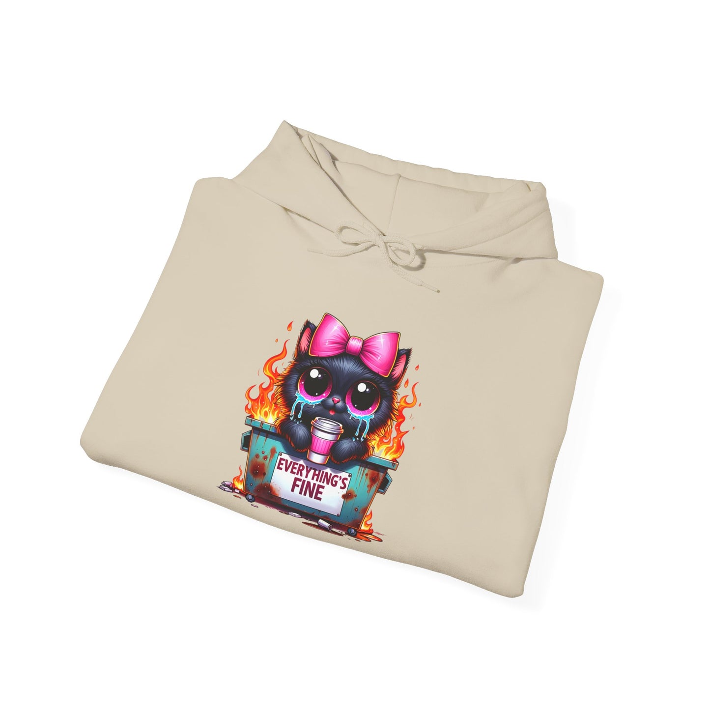 Flaming Kitty Hoodie - Everything’s Fine Unisex Sweatshirt