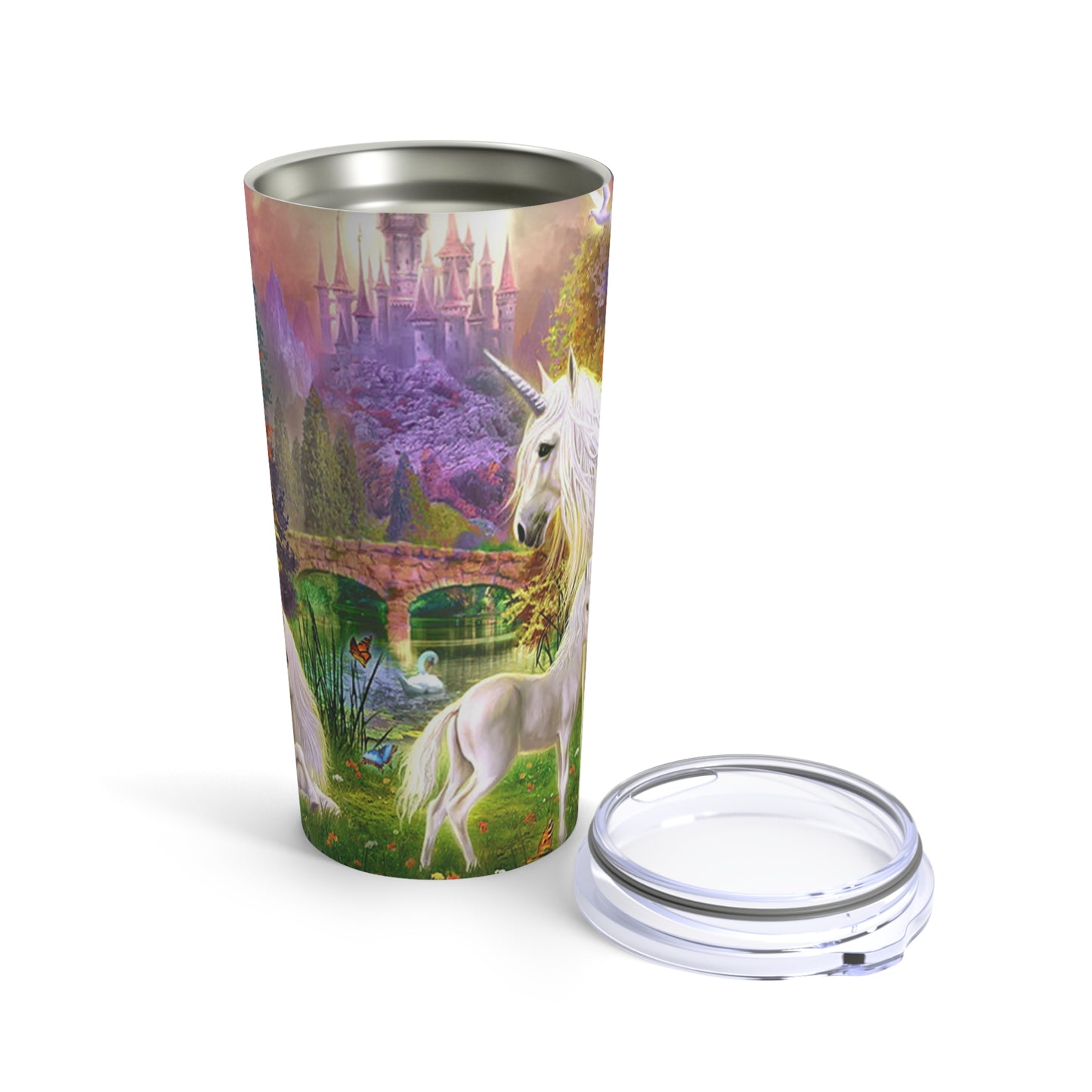 Mystical Unicorn Skinny Steel Tumbler with Straw, 20oz