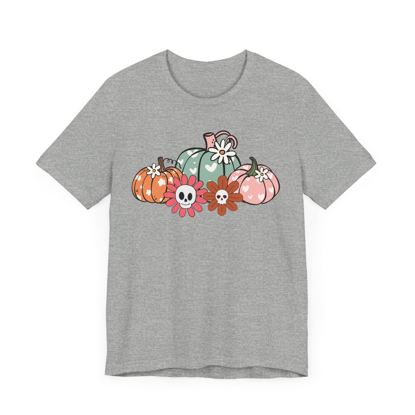 Pumpkins and Skull Flowers T-Shirt