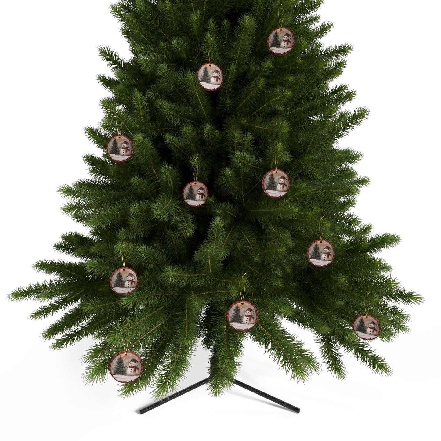 Snowman W/ Cedar Ceramic Ornaments
