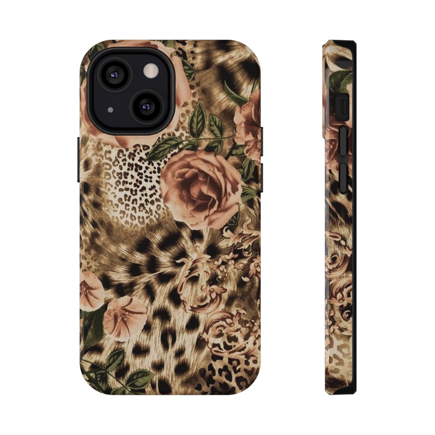 Leopard Rose Print Impact-Resistant Cases