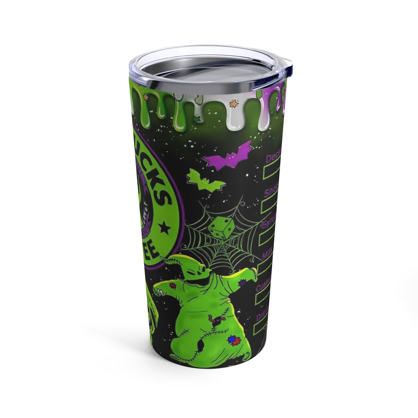 Nightmare Before Christmas Print, Skinny Steel Tumbler with Straw, 20oz