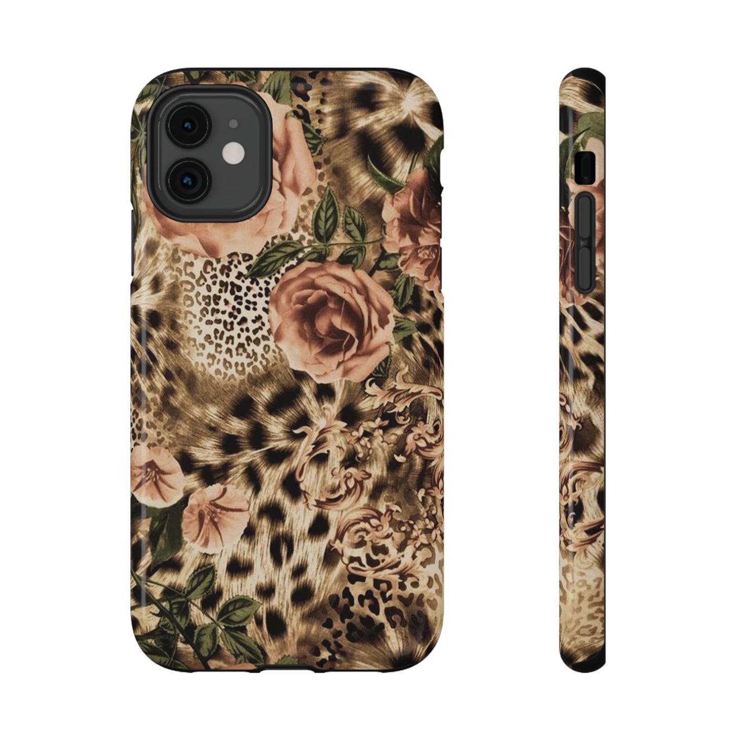Leopard Rose Print Impact-Resistant Cases