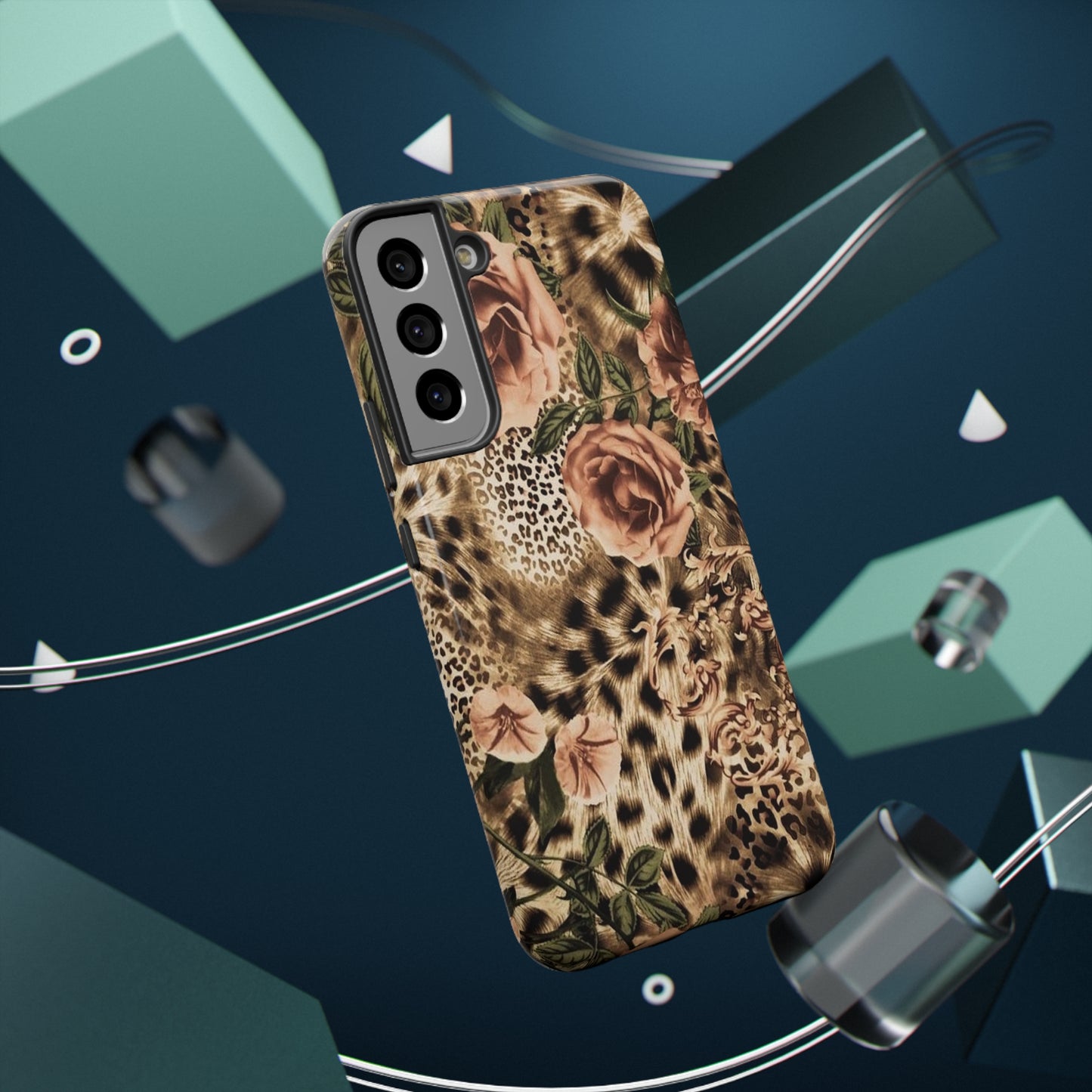 Leopard Rose Print Impact-Resistant Cases