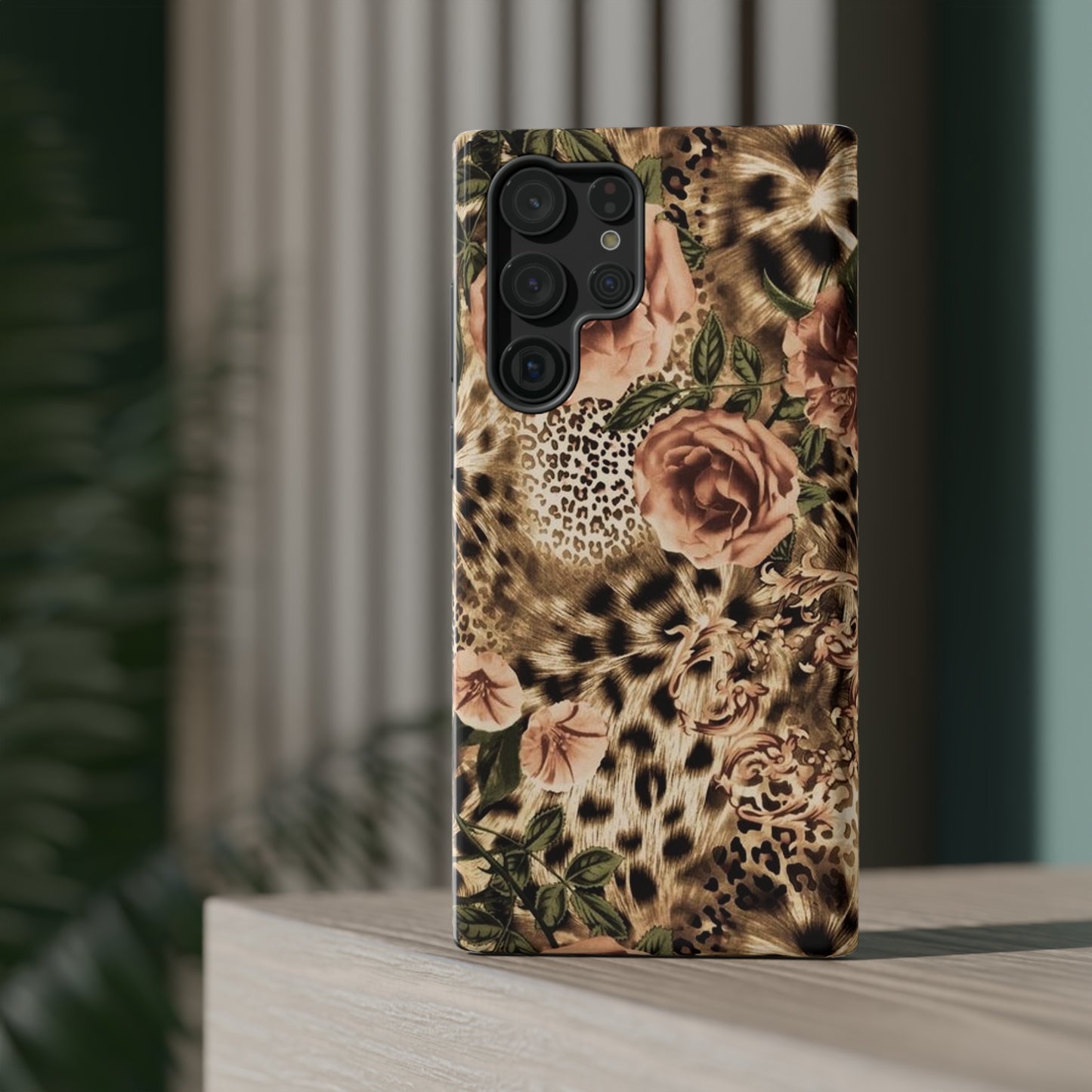 Leopard Rose Print Impact-Resistant Cases