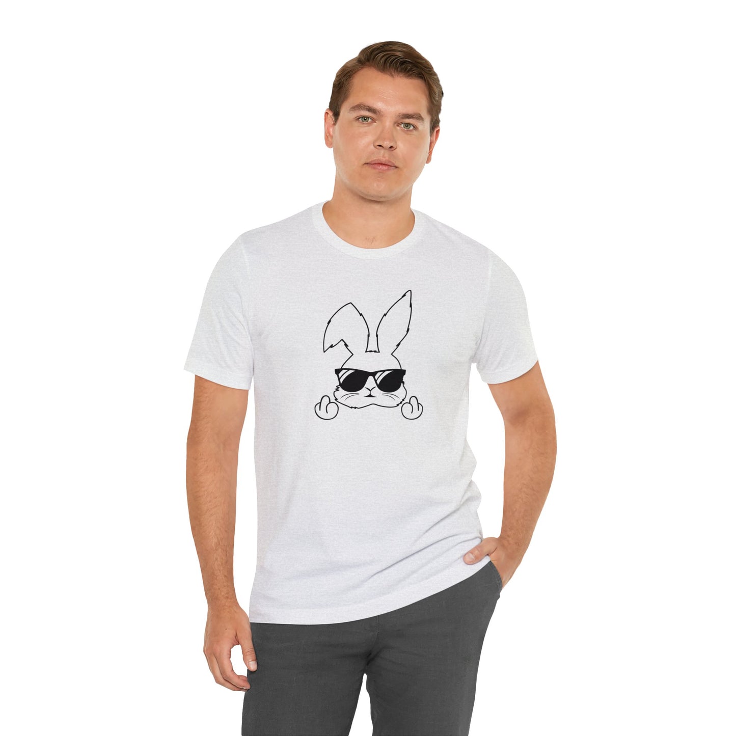 Flipping Bunny Print Jersey Short Sleeve Tee