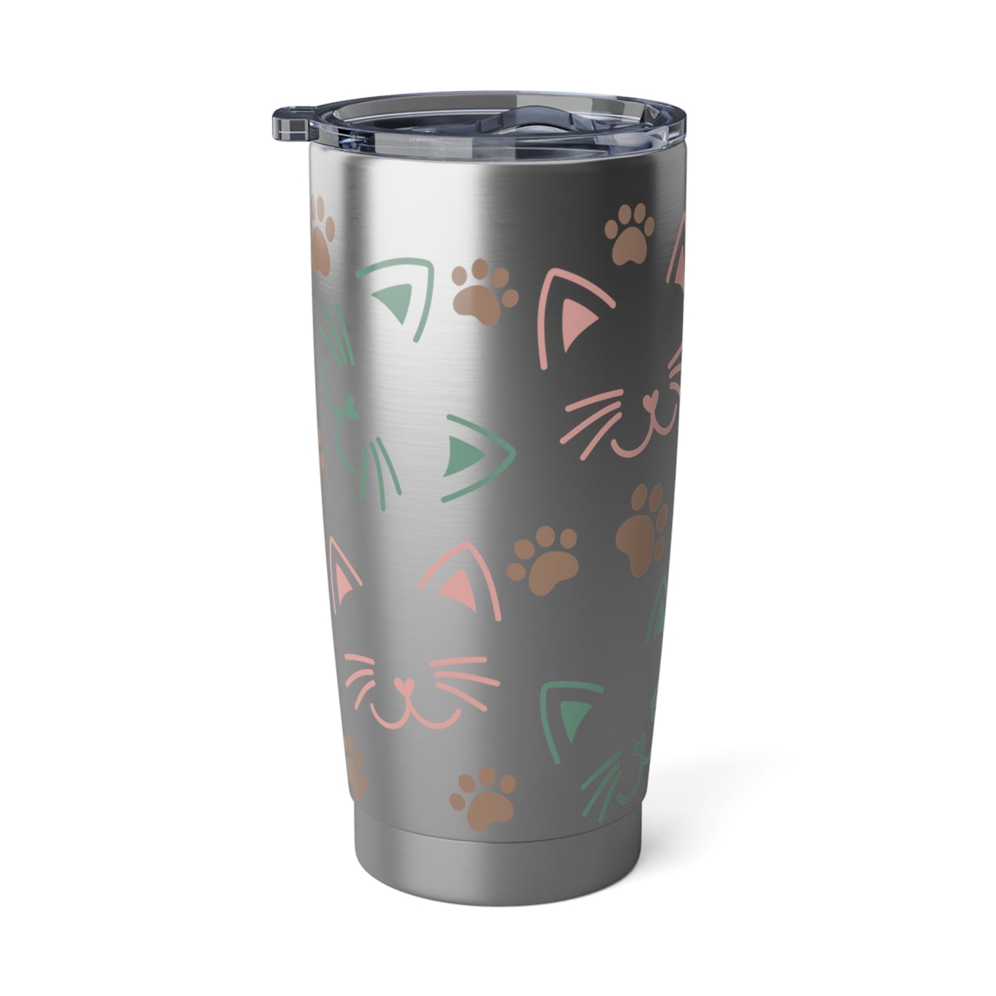 Cute Cat Print, Skinny Steel Tumbler with Straw, 20oz