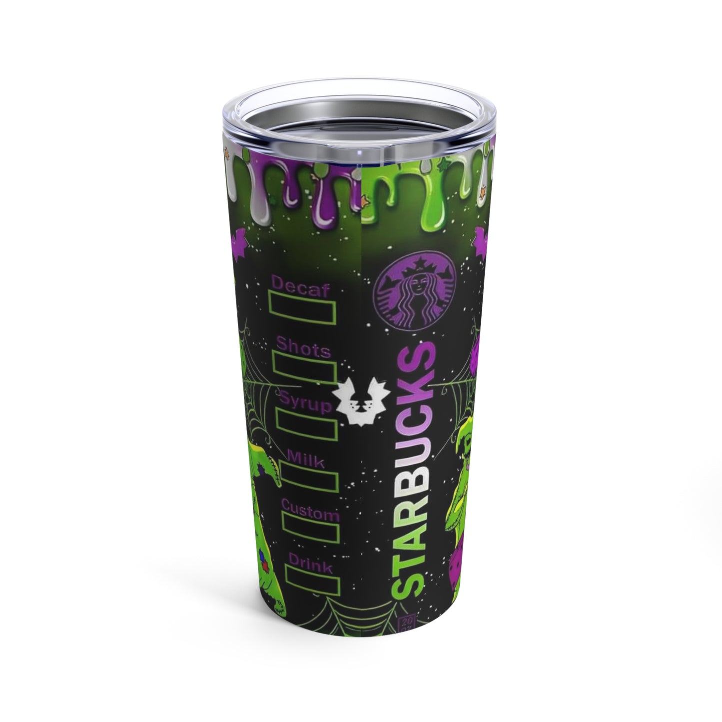 Nightmare Before Christmas Print, Skinny Steel Tumbler with Straw, 20oz