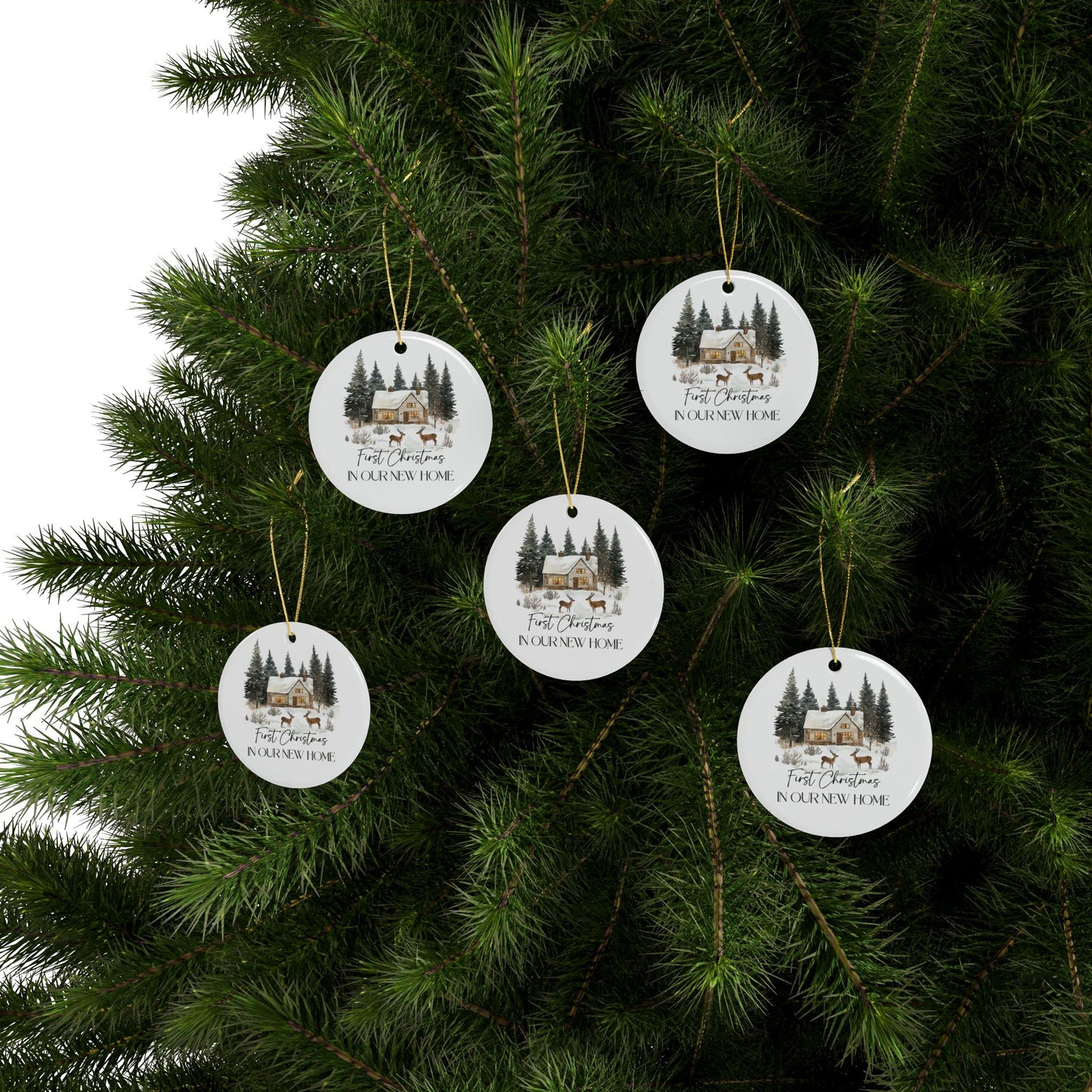 Ceramic Ornaments - Our First Home 2024 Evergreens