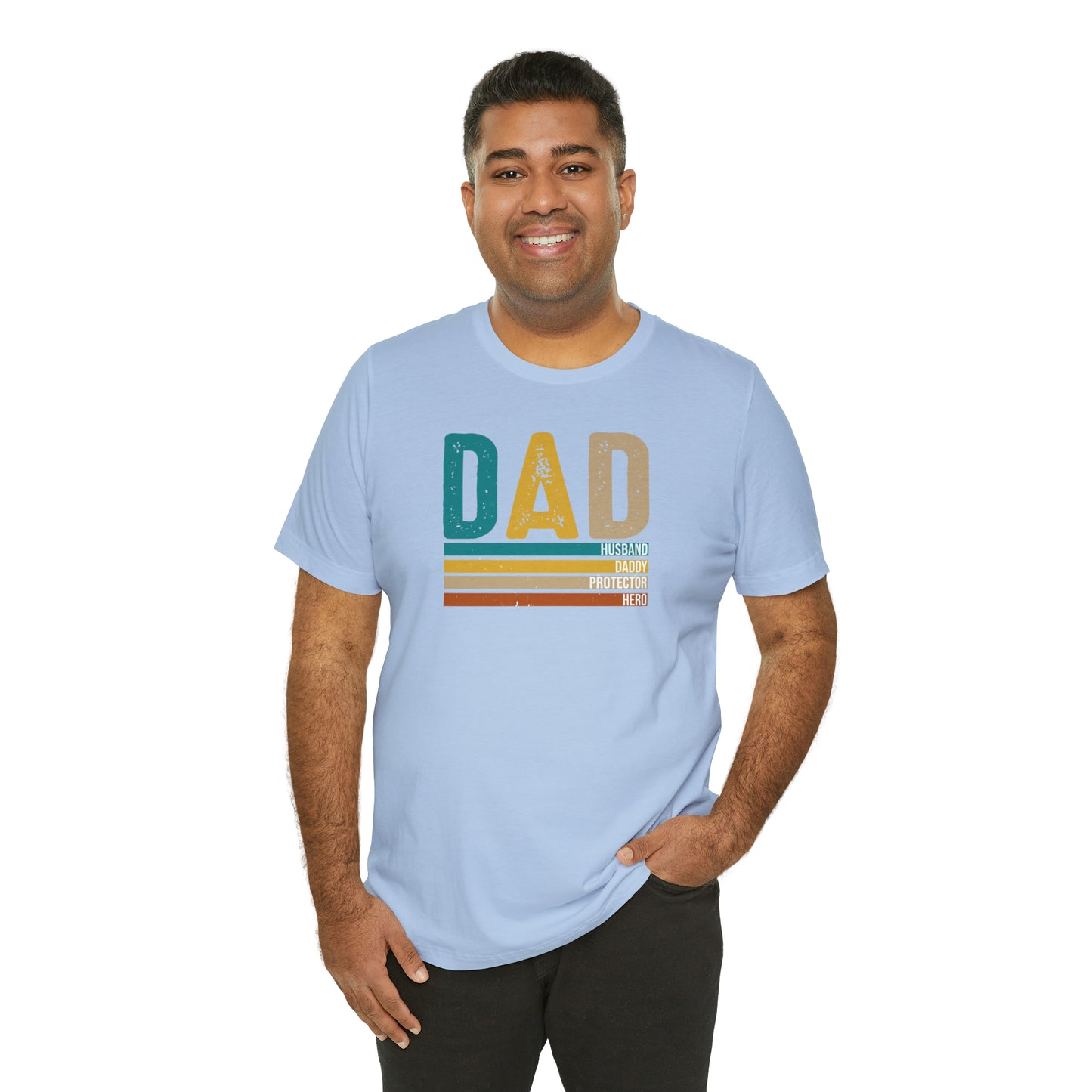 Dad, Husband, Daddy, Protector, Hero Print Jersey Short Sleeve Tee