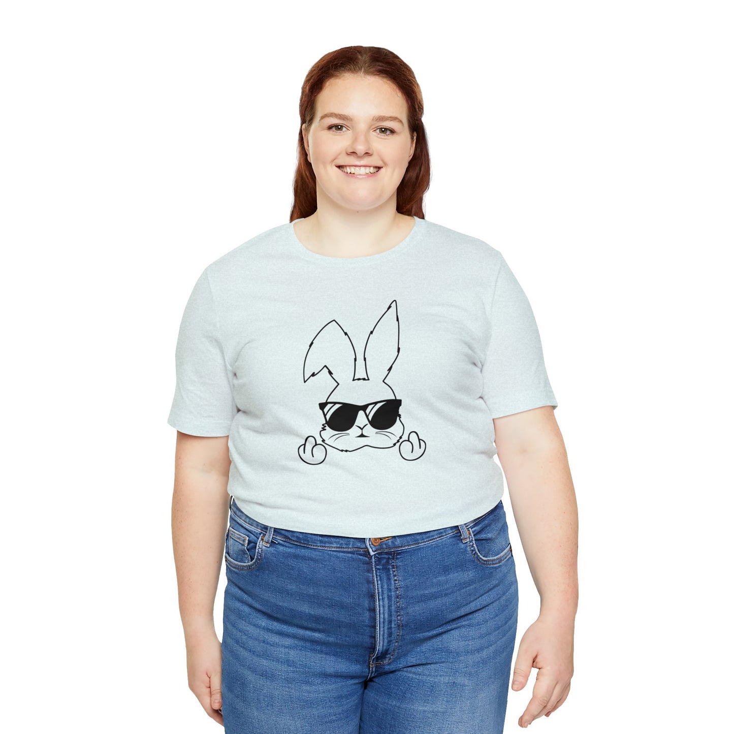Flipping Bunny Print Jersey Short Sleeve Tee