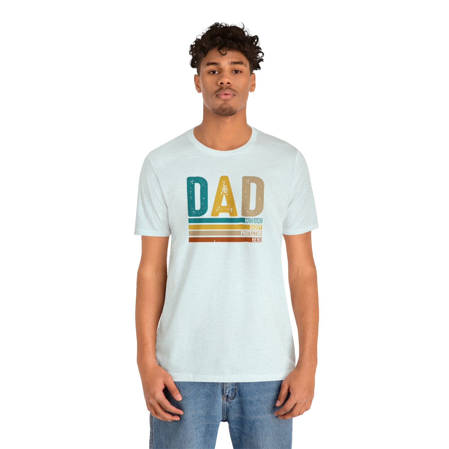 Dad, Husband, Daddy, Protector, Hero Print Jersey Short Sleeve Tee