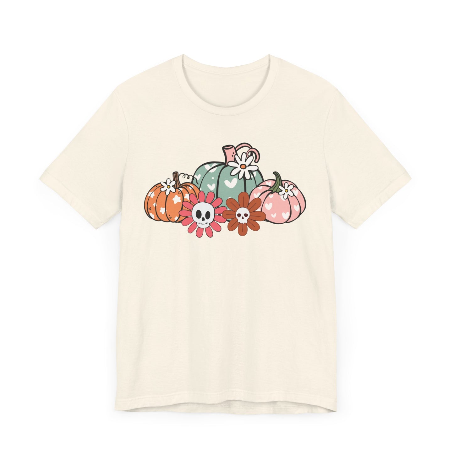 Pumpkins and Skull Flowers T-Shirt