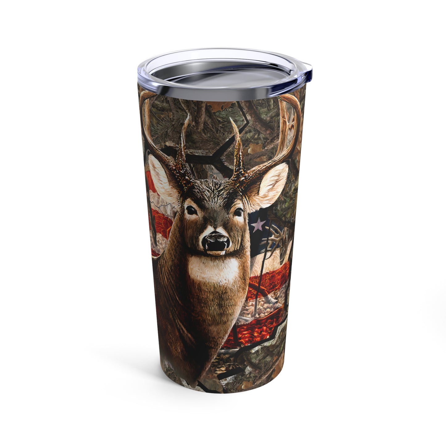 Hunting Rules Buck Skinny Steel Tumbler with Straw, 20oz