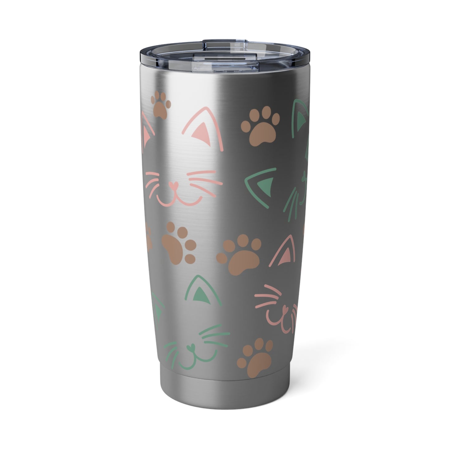 Cute Cat Print, Skinny Steel Tumbler with Straw, 20oz
