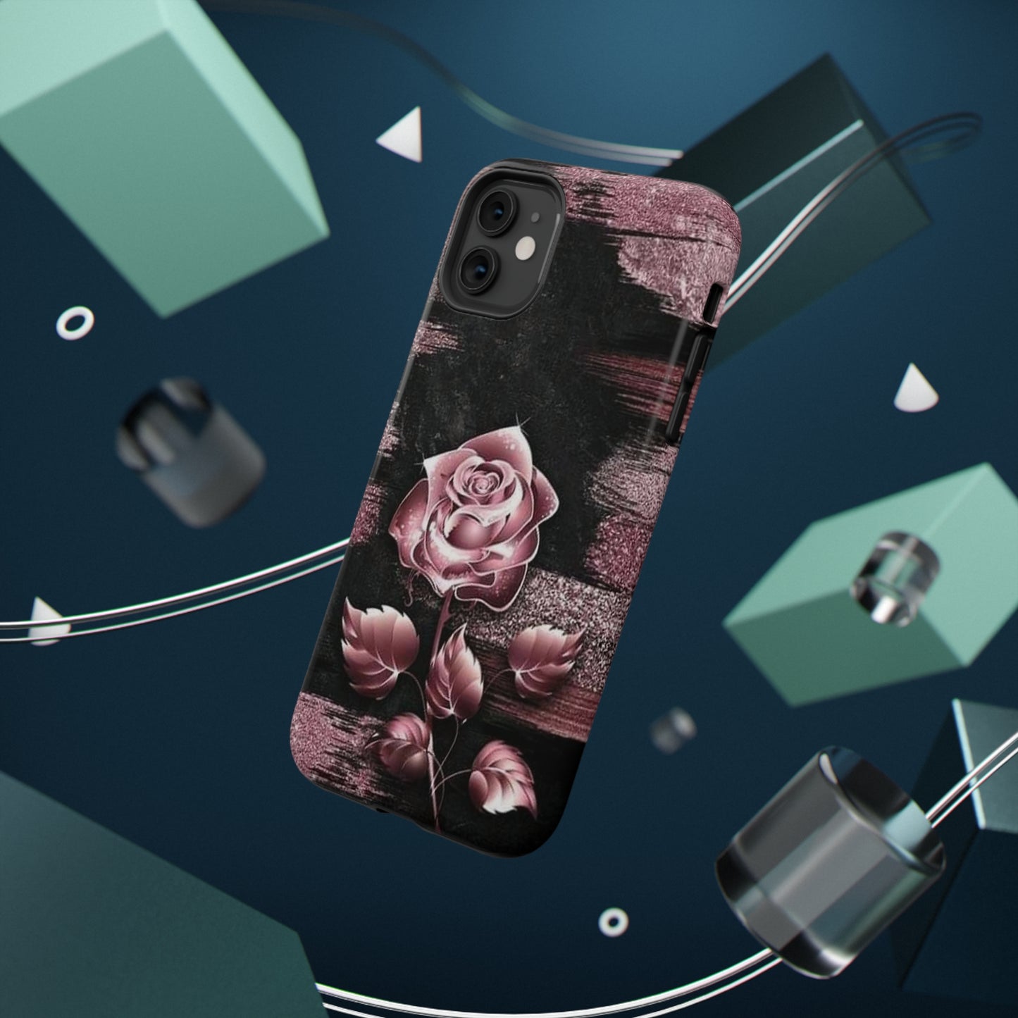 Pink Rose Print Impact-Resistant Cases