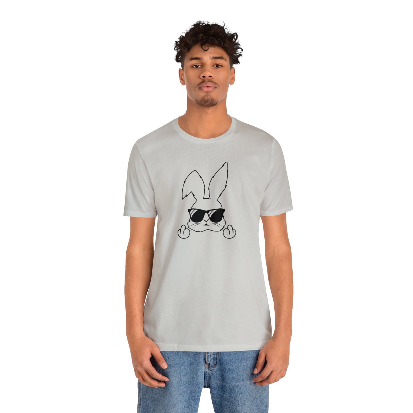 Flipping Bunny Print Jersey Short Sleeve Tee