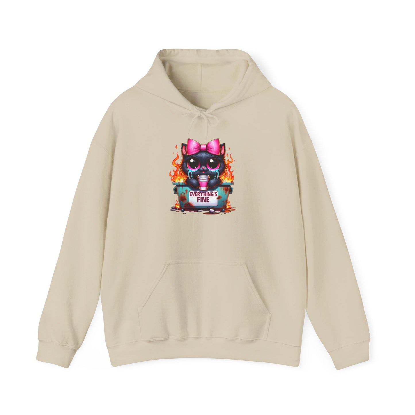 Flaming Kitty Hoodie - Everything’s Fine Unisex Sweatshirt