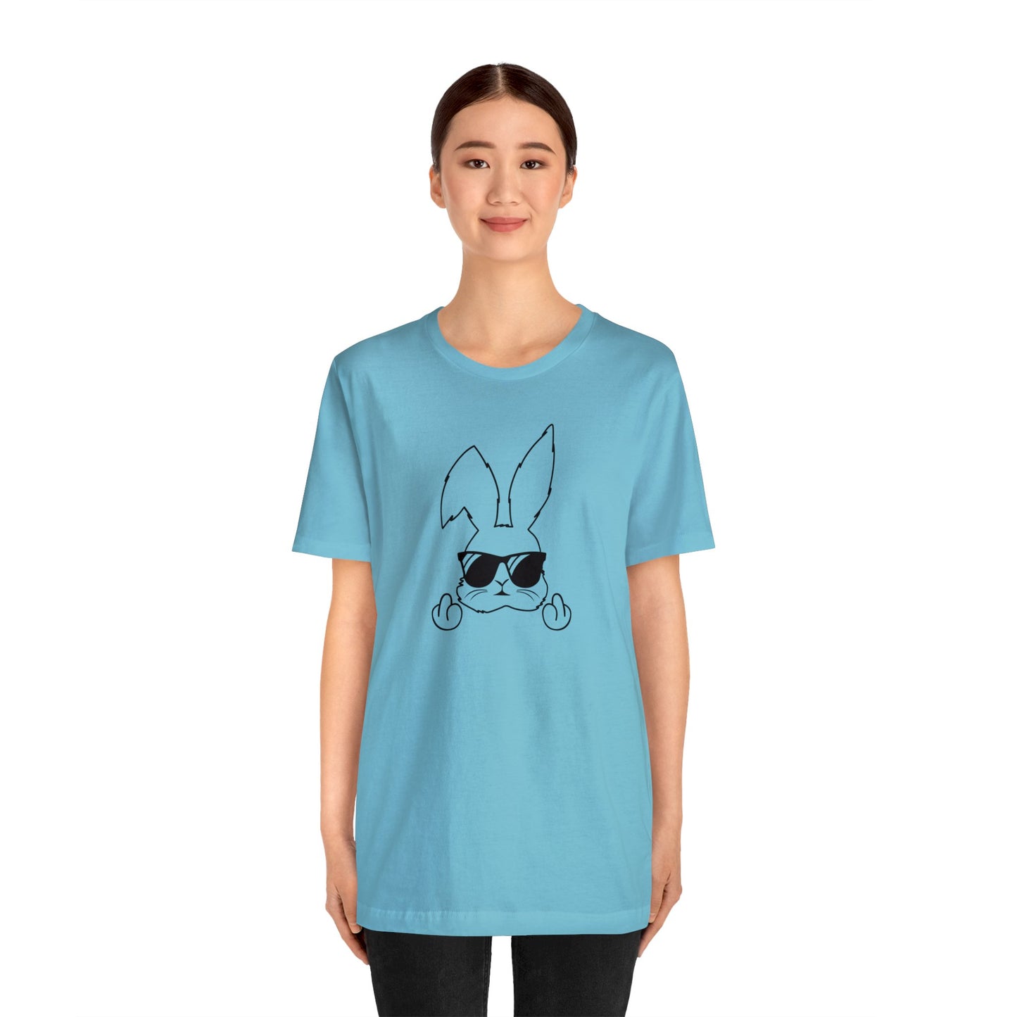 Flipping Bunny Print Jersey Short Sleeve Tee