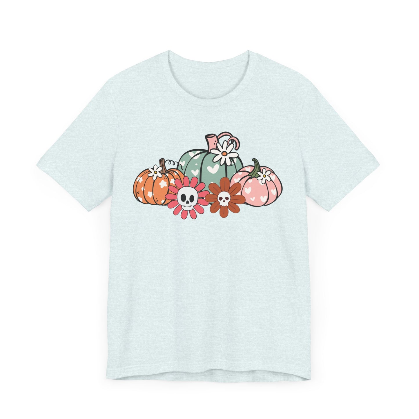 Pumpkins and Skull Flowers T-Shirt