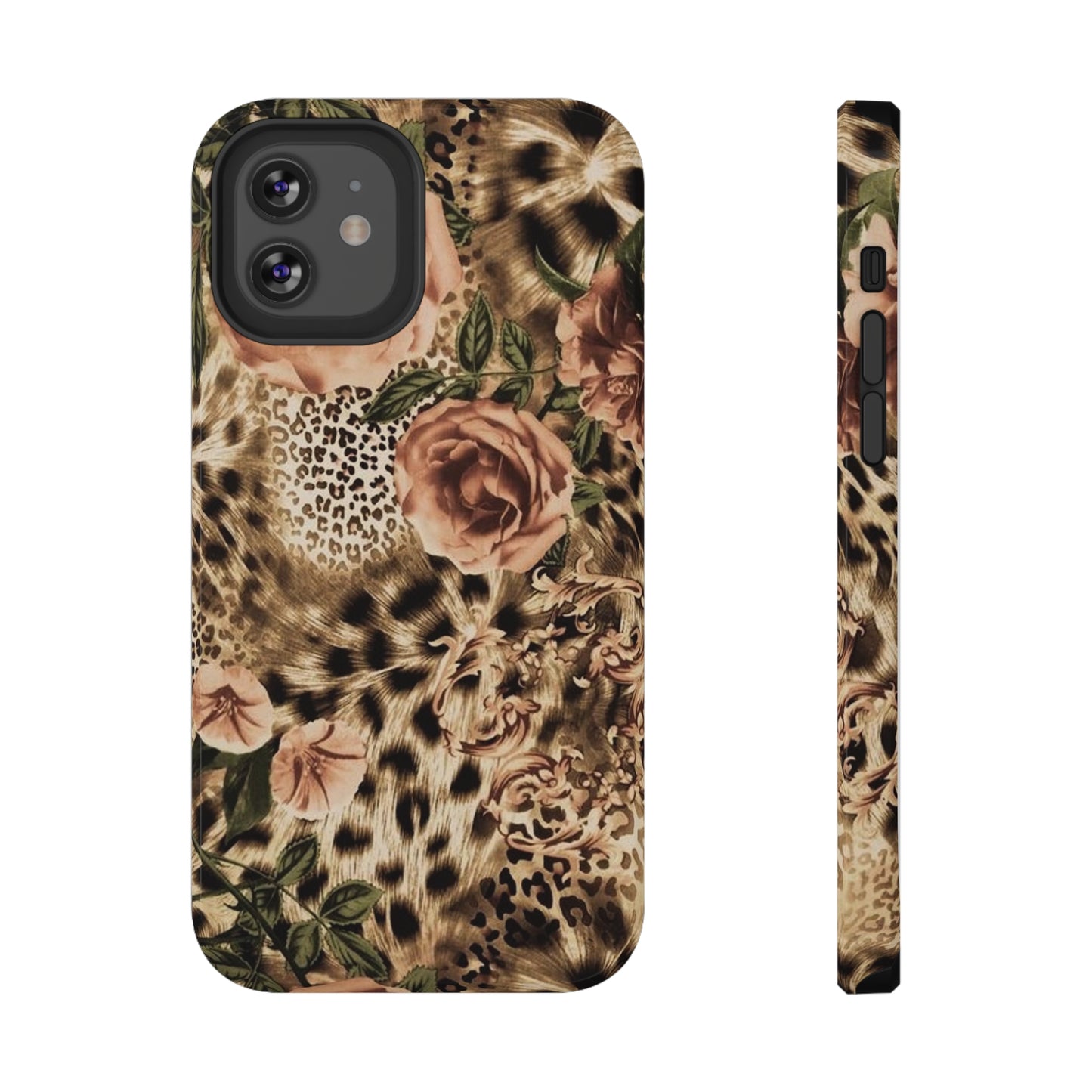 Leopard Rose Print Impact-Resistant Cases