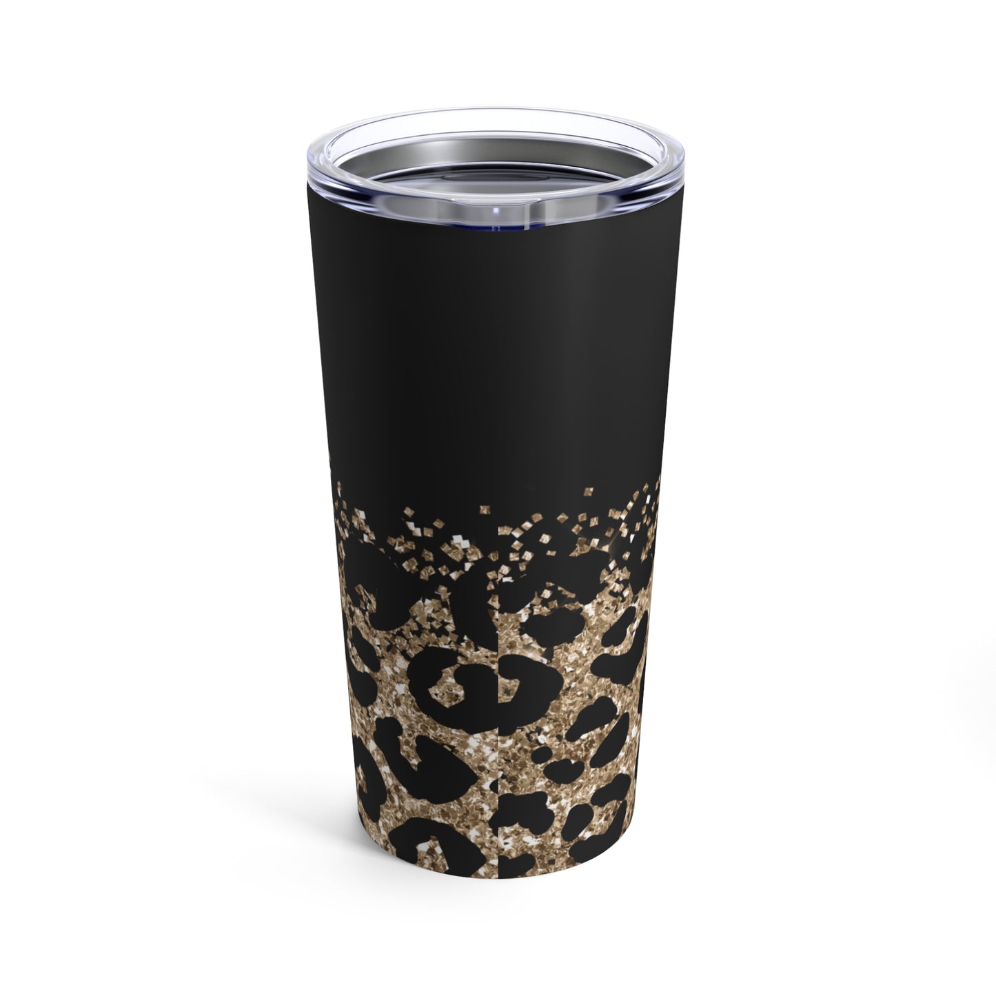 Black Gold Leopard Skinny Steel Tumbler with Straw, 20oz