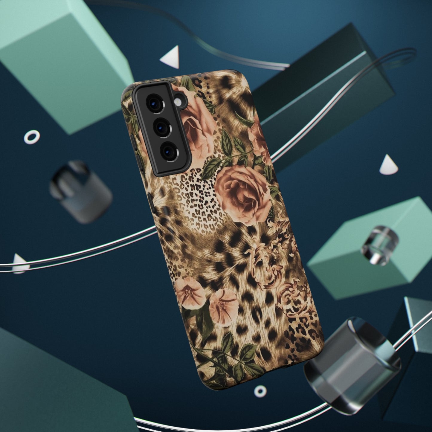Leopard Rose Print Impact-Resistant Cases