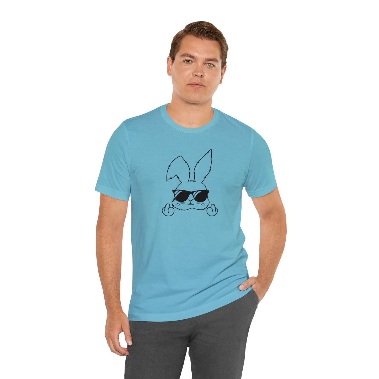 Flipping Bunny Print Jersey Short Sleeve Tee