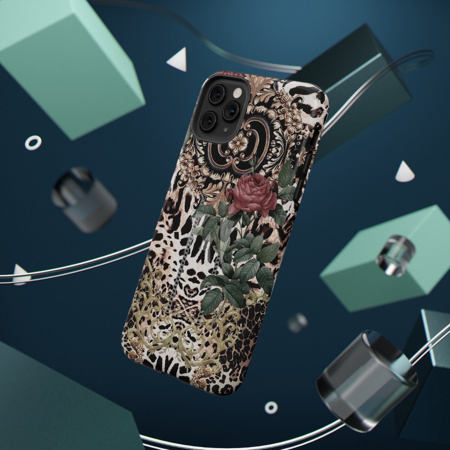 Rose Leopard Print Impact-Resistant Cases