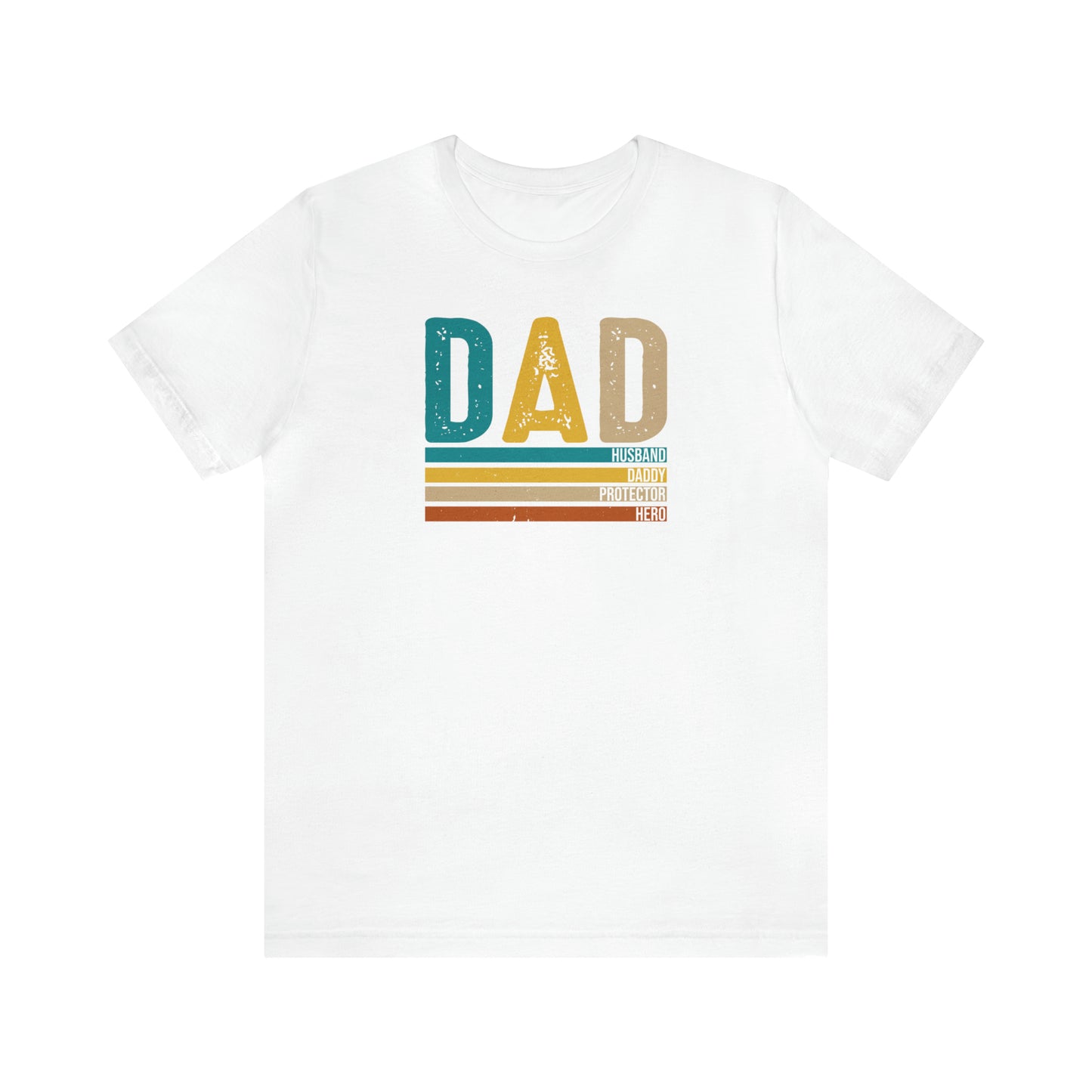 Dad, Husband, Daddy, Protector, Hero Print Jersey Short Sleeve Tee