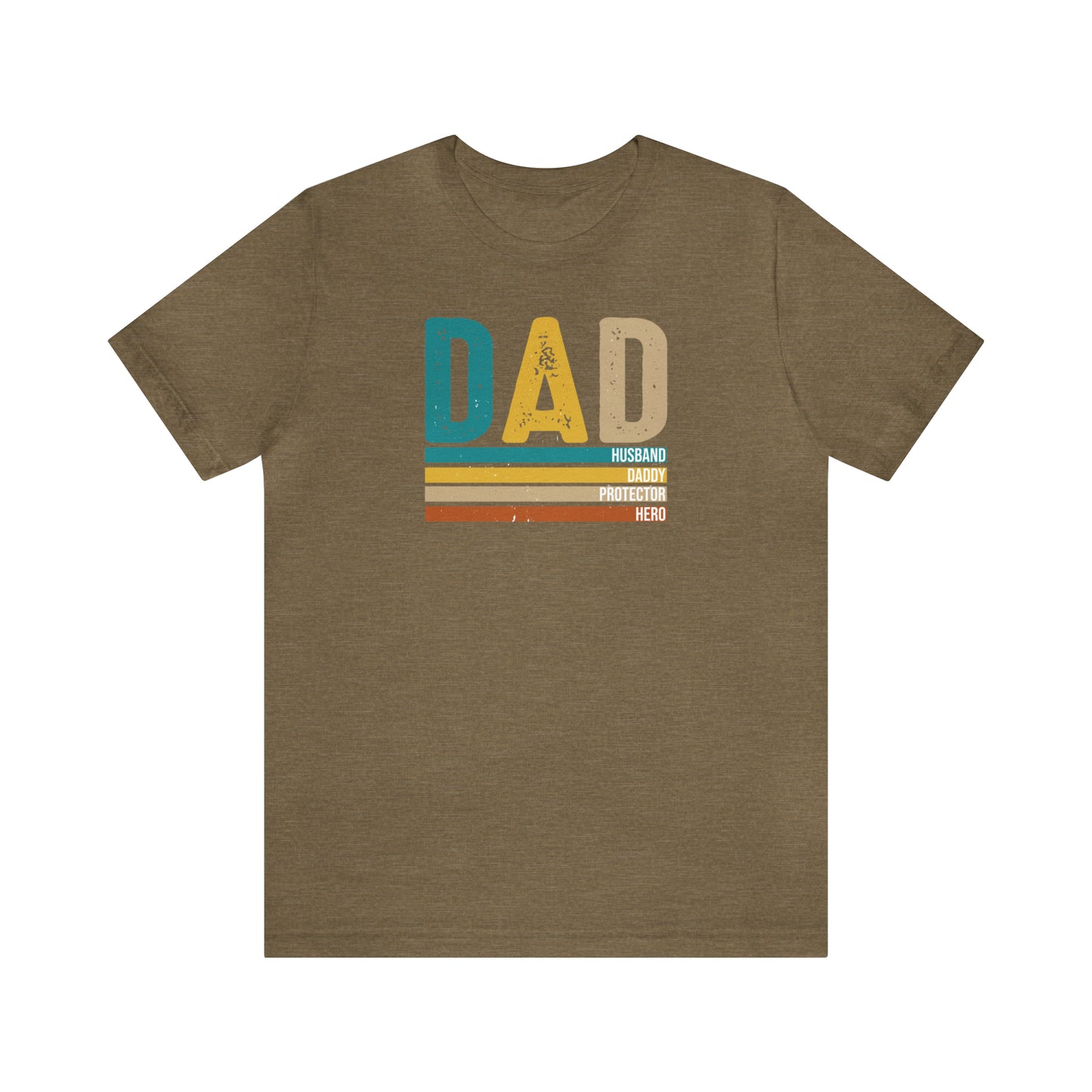 Dad, Husband, Daddy, Protector, Hero Print Jersey Short Sleeve Tee