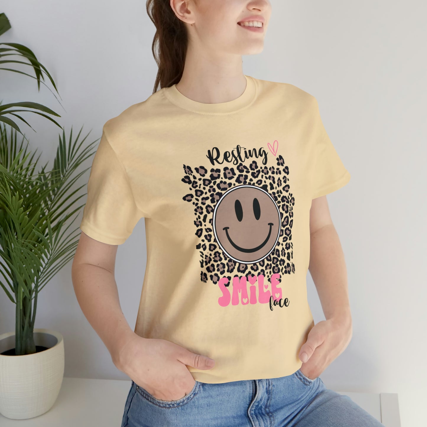 Resting Smile Face Print Jersey Short Sleeve Tee