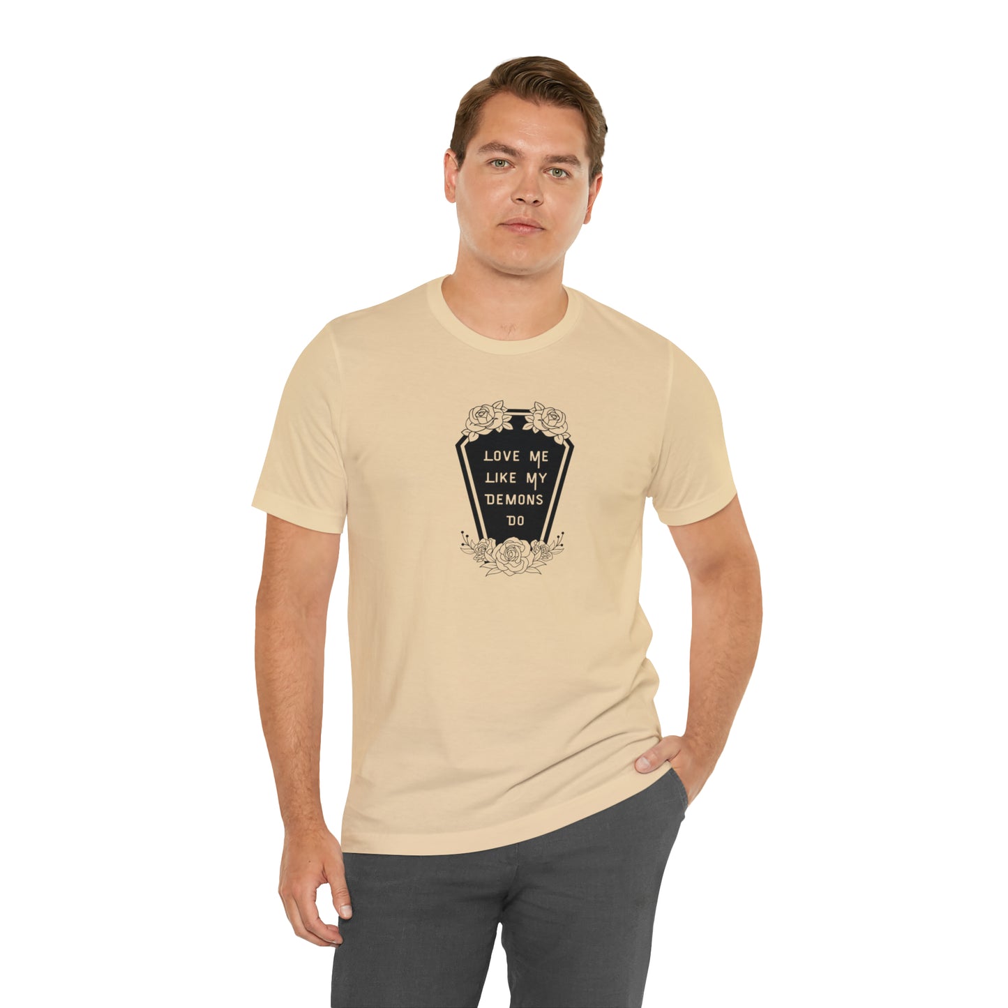 Love Me Like My Demons Do Print Jersey Short Sleeve Tee