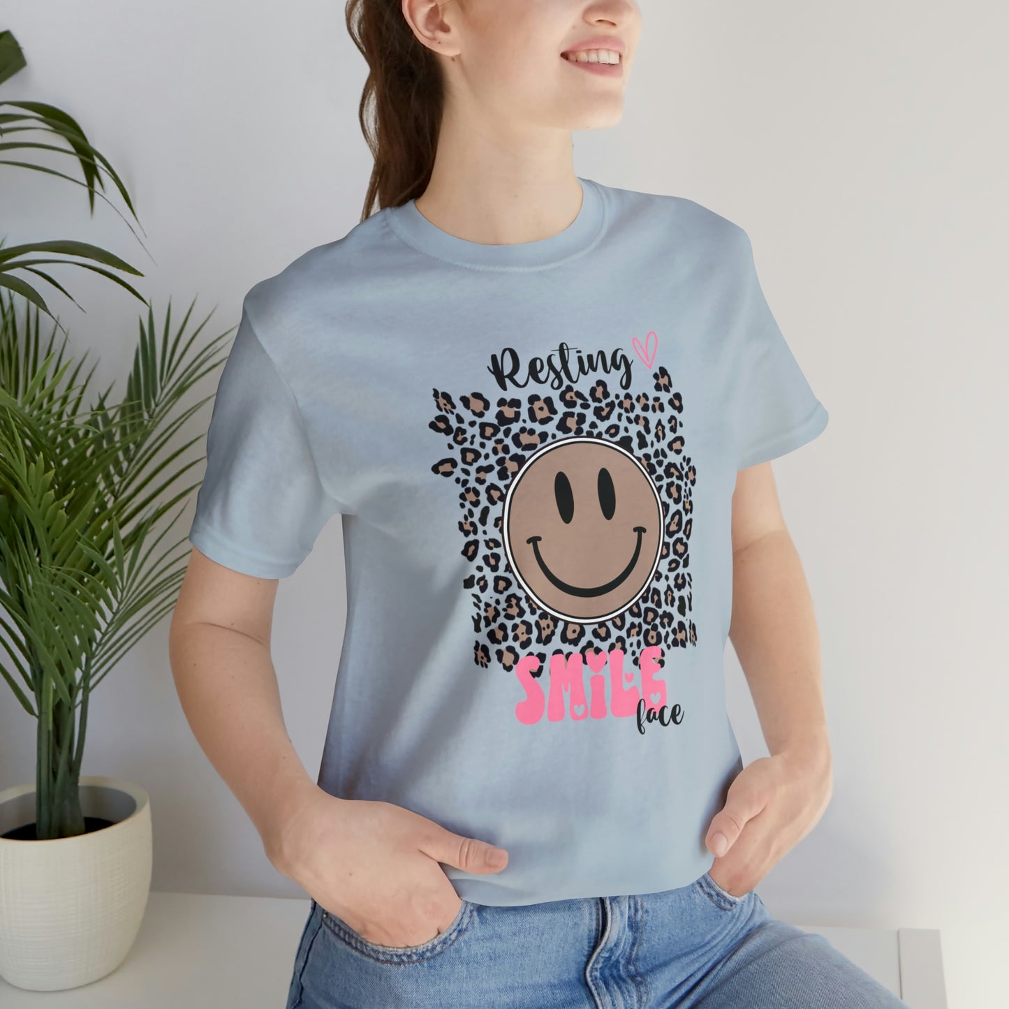 Resting Smile Face Print Jersey Short Sleeve Tee