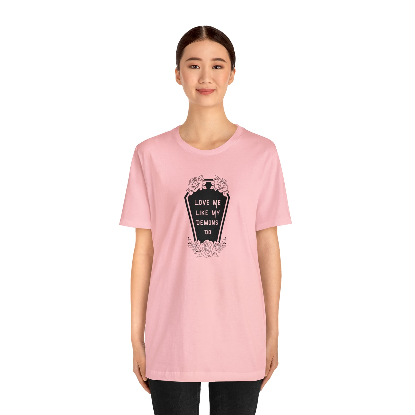 Love Me Like My Demons Do Print Jersey Short Sleeve Tee