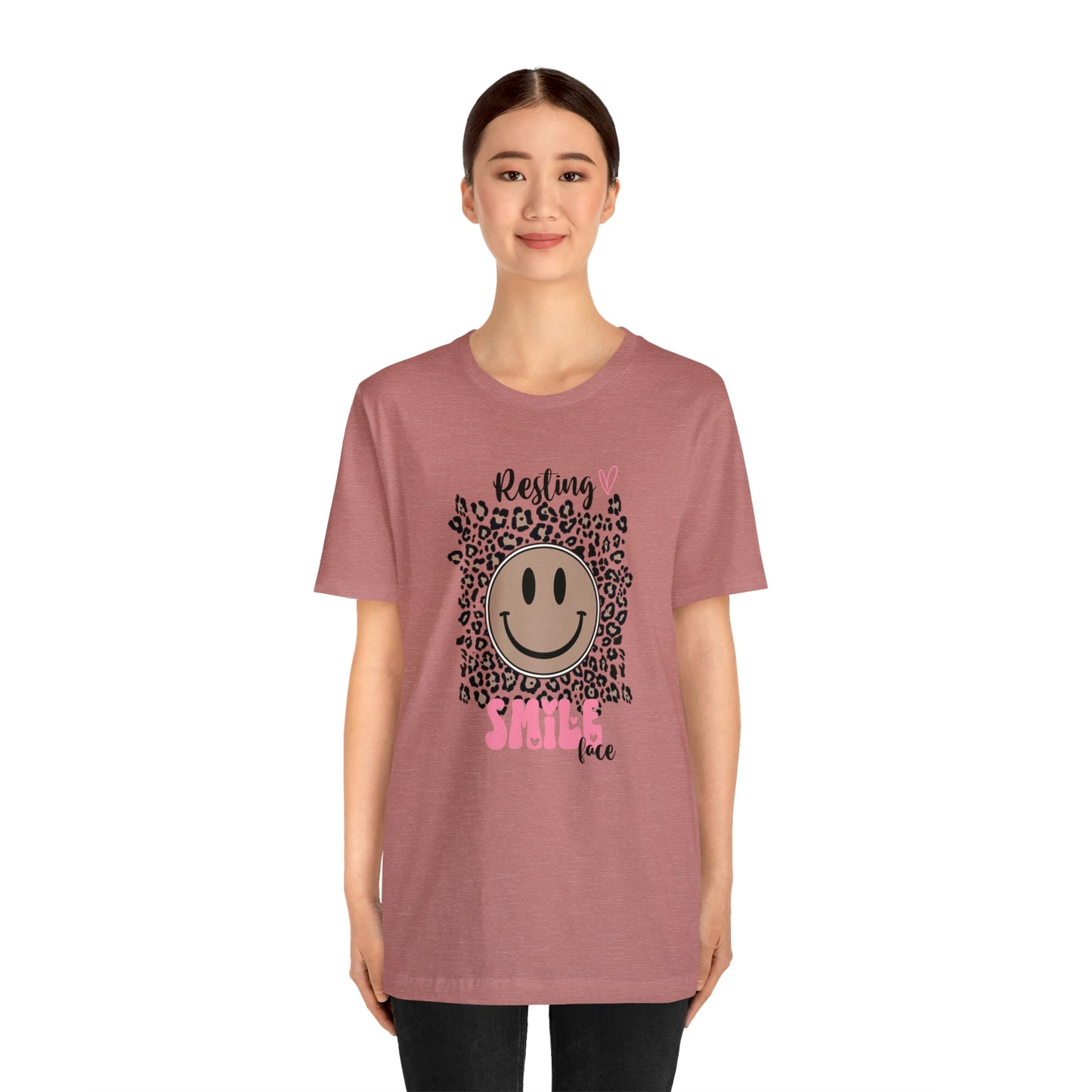 Resting Smile Face Print Jersey Short Sleeve Tee