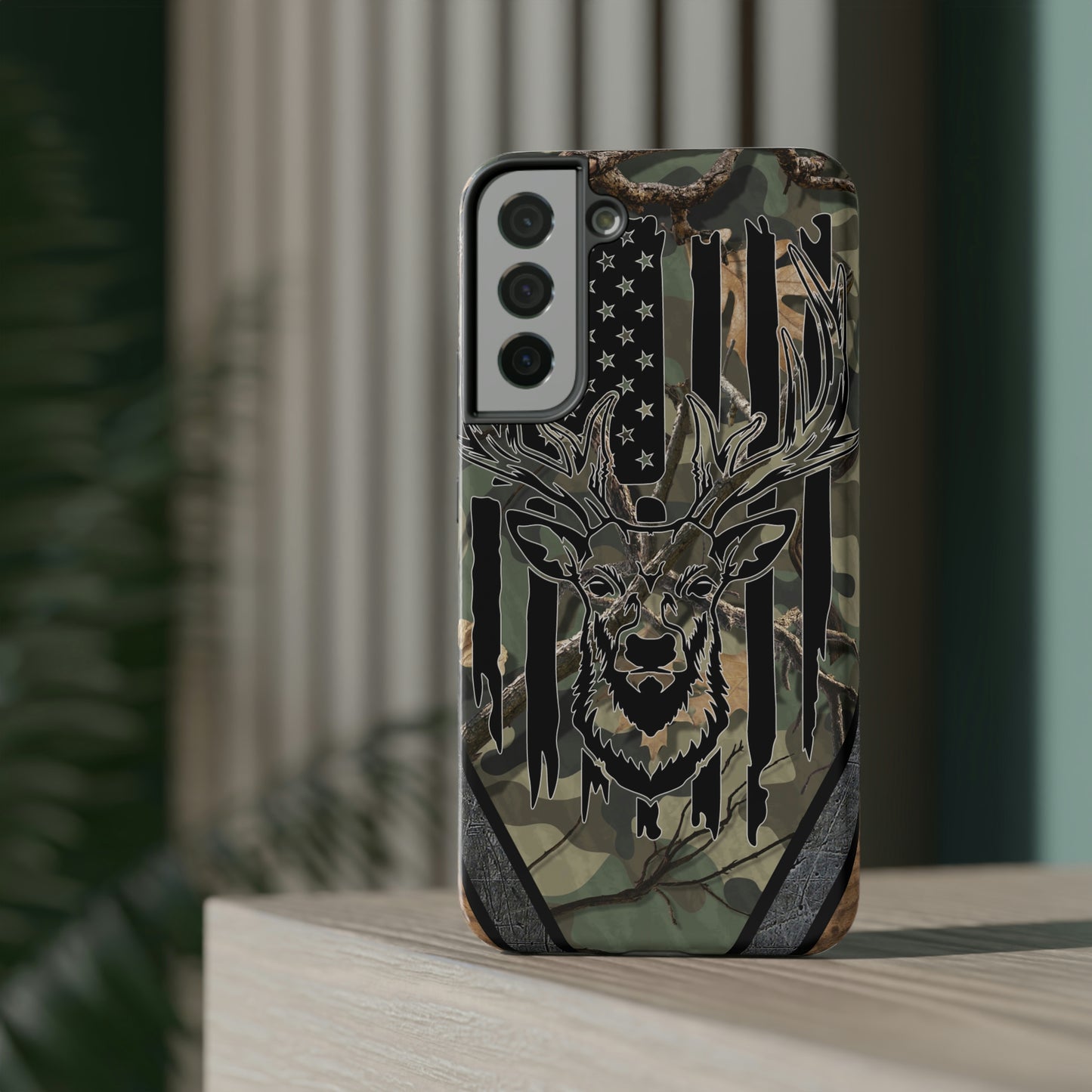 American Flag Deer Print Impact-Resistant Cases